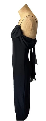 VTG Y2K 90s City Triangles Dress Formal Gown Black Spaghetti Strap Draping Med - Image 1 of 4