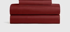 NWOT QUINCE BAMBOO 3 PIECE SHEET SET TWIN XL BURGUNDY SHEETS FLAT, FITTED, 1 PC - Picture 1 of 18