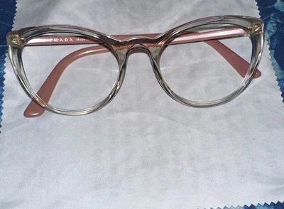 Prada Eyeglasses Frames Only, VPR07V, 51-20 326-101 Clear/Pink, Made in Italy - Image 1 of 4