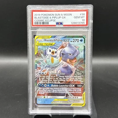 Blastoise & Piplup GX 38/236 PSA 10 Cosmic Eclipse Pokemon Card - Image 1 of 2