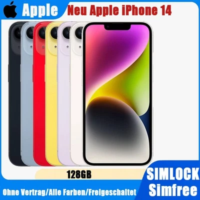 Neu Apple iPhone 14  128GB Ohne Vertrag Smartphone Alle Farben 6.1" (Dual-SIM) - Bild 1 von 4