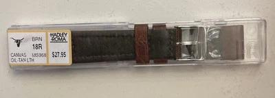 Hadley-Roma MS868 18mm - 22mm Genuine Leather & Canvas Stitched Men's Watch Band - Image 1 of 2