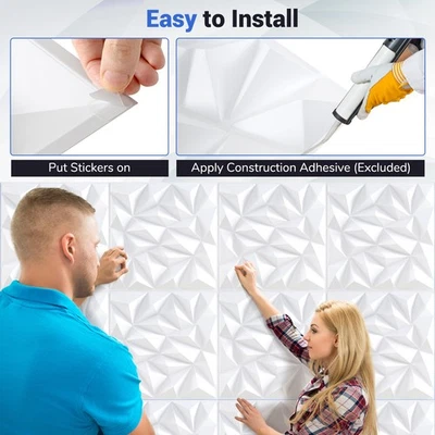 20-Pack 3D Wall Panels PVC Wall Tiles-White - Image 1 of 4