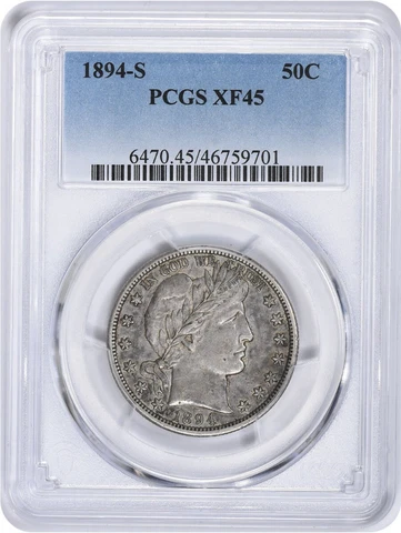 1894-S Barber Half Dollar EF45 PCGS Cover