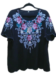 Top Pullover Mujer 1XL Negro con Bordado Floral Multicolor - Imagen 1 de 9