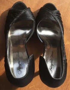 FAIRYTALE BRIDE SIZE 41/10 AUS RRP $170 BLACK SATIN BRAND NEW HIGH HEEL PUMPS - Picture 1 of 7