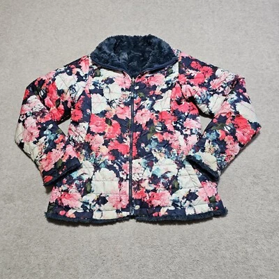 North Face куртка девочек XL цветочный и синий двусторонний Mossbud пальто - Изображение 1 из 4