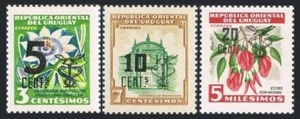 Uruguay 637-639, MNH. Mi 825-827. Passion flower, Montevideo fortress,Ceibo,1958 - Picture 1 of 1