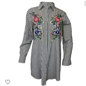 Walter Baker Becca Tunic Shirt Embroidered Striped Size M NWT Retail Price $ 178 - Picture 1 of 5