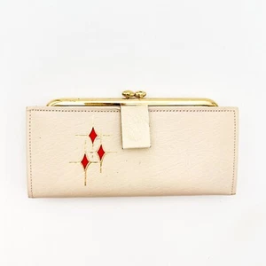 Cartera Enger Kress Vintage Cuero de Vaca Diseño Atómico Rojo Crema Starburst - Imagen 1 de 12