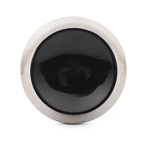 Extra large Czech vintage silver lustre rimmed black glass button 40mm - Picture 1 of 4