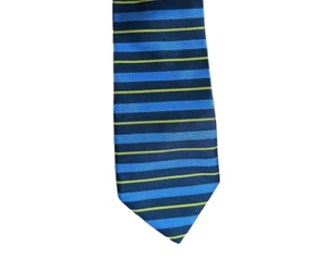Corbata de seda a rayas Brooks Brothers Makers azul y dorada hecha en EE. UU. - Imagen 1 de 8
