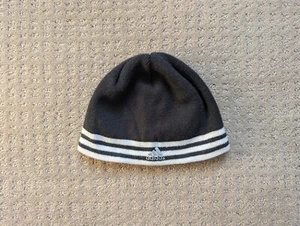 VTG Adidas Beanie Hat Cap Mens One Size Black Knit Y2K 3 Stripe Logo Climawarm - Picture 1 of 4