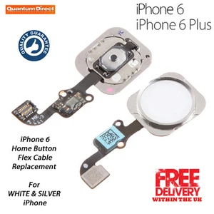 iPhone 6 / 6 Plus Complete Home Button Replacement with Rubber Gasket SILVER - Picture 1 of 4