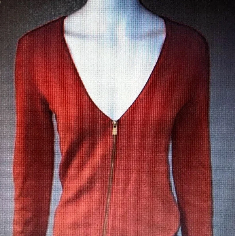 Cárdigan de seda Alfani talla 2X para mujer suéter con cremallera naranja elástico top (PA) Foto 1 de 4
