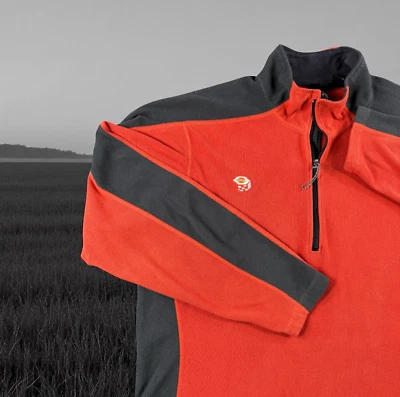 Pullover Mountain Hardwear Hombres L 1/4 Cremallera Polar Rojo Senderismo Gorp Correr Foto 1 de 4