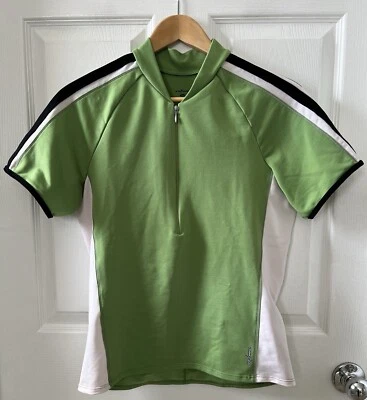 Shebeest Women's Green Cycling Jersey Shirt Size XL 3/4 Zip Short Sleeve Pocket. - Image 1 of 4
