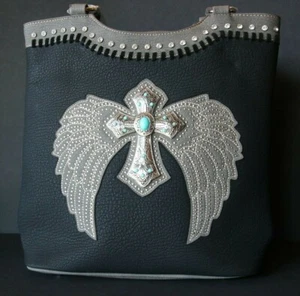 NWT Montana West Silver Cross On Wings Spiritual Collection Handbag/Tote+ - Picture 1 of 7