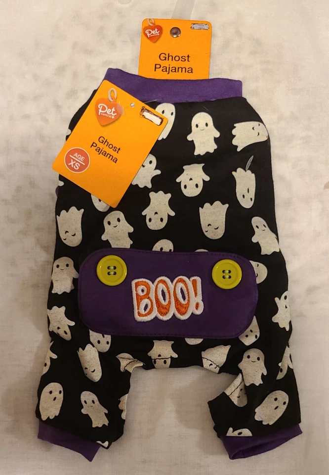 Pet Central Black W/purple Trim With Ghost Boo Dog Pajamas Size XSmall