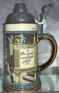 Villeroy Boch PUG Mettlach Stein by Heinrich Schlitt #2271/1055, .5L🍻🍺🤮 - Picture 1 of 14