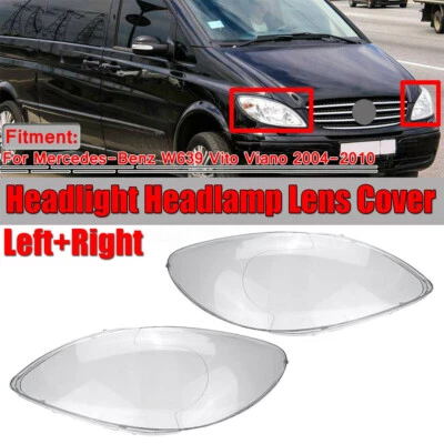 For Mercedes Benz W639 Vito Viano 2004-2010 Headlight Headlamp Lens Cover Pair - Image 1 of 4