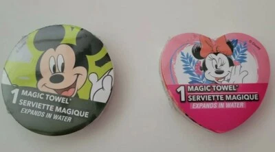 Lote de 2 paños comprimidos mágicos Mickey & Minnie Mouse 100 % algodón para niños pequeños Foto 1 de 4