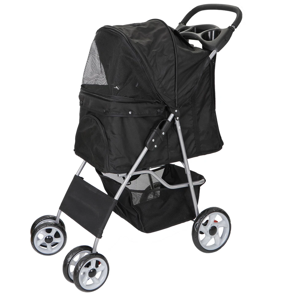 Durable Foldable Dog Stroller Pet Travel Carriage for Pets with Carrier Cart - Image 1 of 4