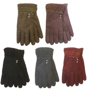 Damen Damen Outdoor Winter Kirche Kleid Mode Handschuhe mit Schnürsenkeln Perle - Bild 1 von 8