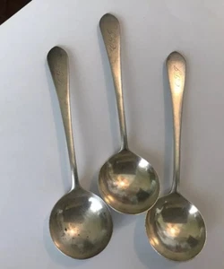 ROGERS,LUNT & BOWLEN ( 3) Sterling Silver Cream Soup Spoons. Early American Pat. - Picture 1 of 12
