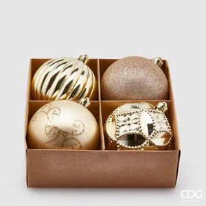 EDG Enzo De Gasperi Palla Natale Poly Mix D 10 Cm Champagne Cf 4 Pz - Imagen 1 de 1