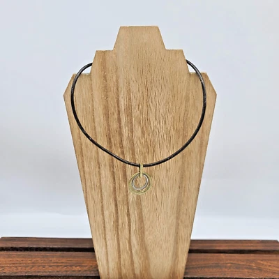 Collar Lia Sophia TOSCANA 16-19" Cuero Negro Cordón Mate Plata/Dorado Colgante Foto 1 de 4