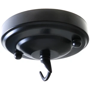 Vintage Deckenrosette in mattschwarzer Ausführung 106 mm Durchmesser mit Kettenhaken - Bild 1 von 5