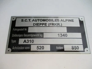 Placa Renault Alpine A310 A 310 s76 - Imagen 1 de 1