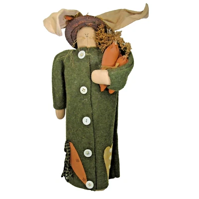 primitive folk art big BUNNY RABBIT handmade cloth doll weighted DOOR STOPPER - Image 1 of 4