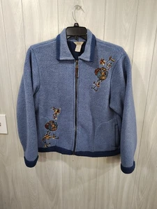 Damen Vintage Teddi Fleecejacke mit Blumenstickerei Größe XL Herbst Festival... - Bild 1 von 8