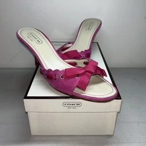 Coach Cyndi fuchsia rosa Wildleder Slipper Schuhe mit Pfennigabsätzen - Größe 9 - Italien - Bild 1 von 10