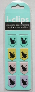 i-clips Magnetic Page Markers Bookmarks Black Cats 8-Pack - Picture 1 of 2