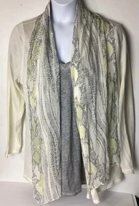 Conjunto de cárdigan y camisa Soft Surroundings para mujer 3X amarillo gris piel de serpiente seda - Imagen 1 de 5