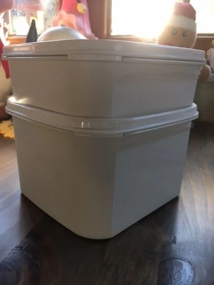 Tupperware Bellevue Kompaktus Vorratsbehälter 1,2 und  2,6 Liter weiß - 2er Set - Bild 1 von 4