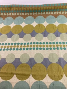 2 yds Geometric Circles & Small Dots Turquoise Green Blue Gold Upholstery Fabric - Picture 1 of 6