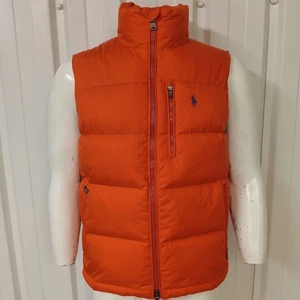 Polo Ralph Lauren Down Filled EL Cap Puffer Vest Sailing Orange Mens Small Gilet - Picture 1 of 9