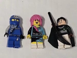 Lot Of 3 Lego Minifigs Harry Potter Marcus Flint Ninjago Jay ZX Rocker Girl - Picture 1 of 1