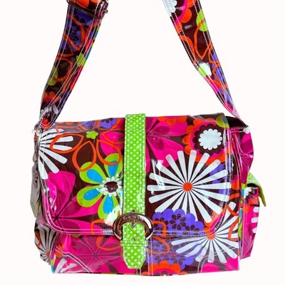 Kalencom MOD Diaper Bag Tote Vinyl Laminated Floral Retro Hippie Inspired Gift - Image 1 of 4