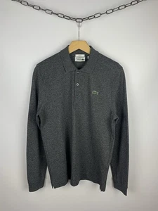 Lacoste Sport Polo Shirt Long Sleeve Slim Fit Men’s Size US S / FR 3 Gray Logo - Picture 1 of 7