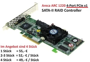 TOP! Ab 49€! ARECA Controller ARC-1220 PCI-Express 4Port SATA II, 256 MB, RAID6 - Bild 1 von 5