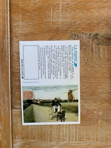 FRANCE 1988 CALENDAR CARD LA POSTE WINDMILL DOG CART LOIRET POSTMAN CAMPAGNE - Picture 1 of 2