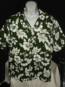 Made In Hawaii Brand Vtg. Green/White Cotton Floral Print S/S Hawaiian Shirt 2XL - Picture 1 of 9