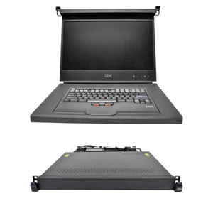 IBM 1723-8BX 38L6308 1U KVM Console 18.5" DE QWERTZ Power LED blinking - Afbeelding 1 van 3