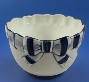 The Haldon Group Blue Striped Bow Ribbon Bowl 1992 - 4” X 2 1/2” - Picture 1 of 6