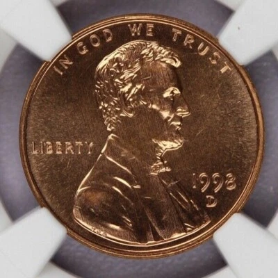 1998-D Lincoln Memorial Cent 1c NGC - MS68 RD PL - Image 1 of 3